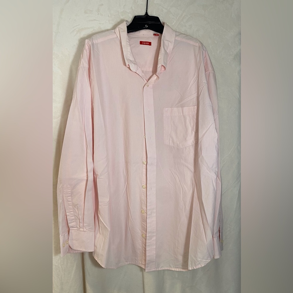 Izod Men's 3XLT Light Pink Casual Button Down Shirt